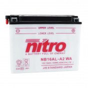 BATTERIE 12V 16 Ah NB16AL-A2 NITRO CONVENTIONNELLE AVEC ENTRETIEN (Lg207xL72xH164mm) (EQUIVALENT YB16AL-A2) 5414837145370