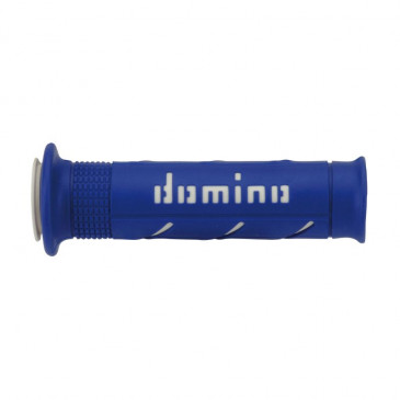 GRIP - DOMINO ORIGINAL- ON ROAD A250 BLUE/WHITE OPEN END (PAIR) 120-125 mm. 8033900033078