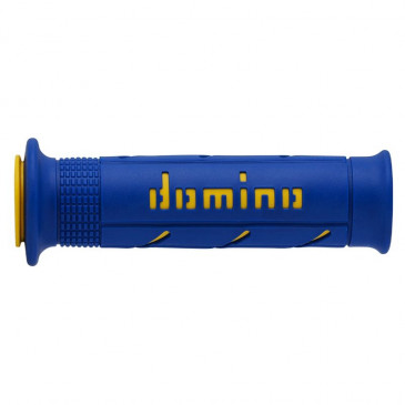 GRIP - DOMINO ORIGINAL- ON ROAD A250 BLUE/YELLOW OPEN END (PAIR) 120-125 mm. 8033900004757