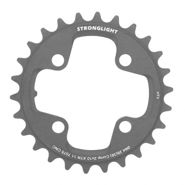 CHAINRING FOR MTB-4 arms- 26 Teeth Ø64 2X10 Internal BLACK- STRONGLIGHT 10 Speed HT3 SHIMANO XTR M980 (FOR External 36 Teeth) THREADLESS 3700223717576