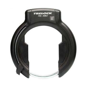 ANTIVOL VELO FER A CHEVAL TRELOCK RS480 NOIR AVEC FIXATION (FIXATION SUR CADRE LARGEUR DE 89mm à 112mm) ECART PNEU 75mm 8713249306483