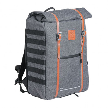 SACOCHE ARRIERE VELO LATERALE SAC A DOS ZEFAL URBAN BACKPACK GRIS 27L FIXATION SUR PORTE BAGAGE (30x45x13) - FABRIQUE EN MATERIAU RECYCLE 3420586600826