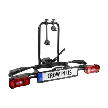 PORTE VELO PLATEFORME EUFAB CROW PLUS INCLINABLE POUR 2 VELOS VAE FIXATION RAPIDE SUR L'ATTELAGE - POSSIBILTE D'UNE EXTENSION POUR 3ème VELO - CHARGE MAXI 50KGS 4017681115820