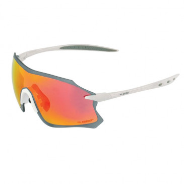 ADULT CYCLING GLASSES- GIST PACK -WHITE FRAME - RED MIRRORED SOLAR LENSES - PROTECTION 100% UV - UVA - UVB) ULTRA LIGHT 8013271312569