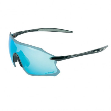 ADULT CYCLING GLASSES- GIST PACK - BLACK FRAME - BLUE MIRRORED SOLAR LENSES - PROTECTION 100% UV - UVA - UVB) ULTRA LIGHT 8013271312545