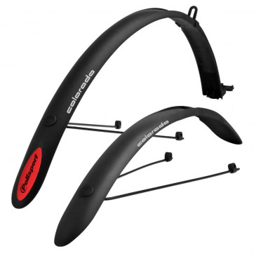 MUDGUARD FOR URBAN/TREKKING-- 700C POLISPORT COLORADO BLACK - For V-BRAKES - Wd 45mm (PAIR- rear+front) 5604415049354