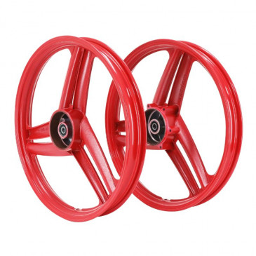 WHEEL SET 17" (GRIMECA TYPE) FOR PEUGEOT 103 MVL, VOGUE- RED (PAIR) -SELECTION P2R- 3701213435241