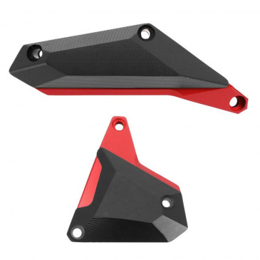 PROTECTION/COUVRE CARTER PARTIEL MOTO POUR YAMAHA 700 MT-07 2014>2018 ALU CNC ANODISE NOIR/ROUGE (PAIRE) -AVOC- 3700948234396