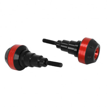 TAMPON DE PROTECTION MOTO ALU CNC ANODISE ROUGE/NOIR DIAM 10mm (FORME RONDE) -AVOC- 3700948234785