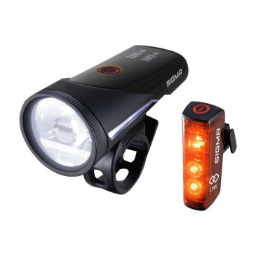 ECLAIRAGE VELO USB KIT SIGMA AURA 100 LUX/BLAZE LINK (AUTONOMIE 3H MODE STANDARD ET 12H MODE ECO) NOIR - HOMOLOGUE - ADAPTE L'ECLAIRAGE EN FONCTION DE LA LUMINOSITE 4016224179503