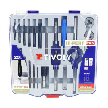 TIVOLY TOOL SET : ROUND DIES+THREAD TAPS+HSS DRILL BITS+DIE STOCK Ø 25,4+ACCESORIES (IN BOX) 3221912113757