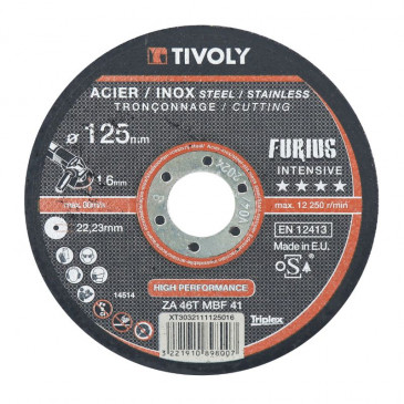 CUTTING DISC - FOR STEEL/STAINLESS - TIVOLY FURIUS Ø 125 mm (SOLD PER UNIT) 3221910898007