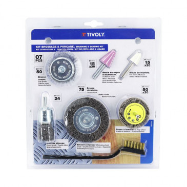 BRUSHIND AND SANDING KIT - TIVOLY (BLISTER 7 PARTS) 3128825802009