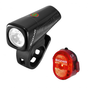 ECLAIRAGE VELO USB KIT SIGMA BUSTER 150 LUMEN /NUGGET II FLASH (AUTONOMIE avant 14H/arrière 8H) NOIR - ADAPTE L'ECLAIRAGE EN FONCTION DE LA LUMINOSITE 4016224191703