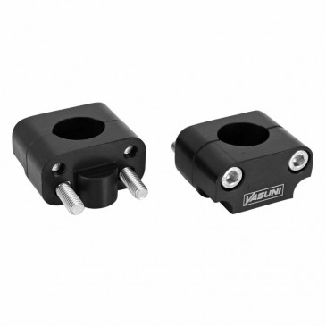 PONTET DE GUIDON UNIVERSEL YASUNI PRO RACE ALU CNC ADAPTATEUR DIAM 28,6 mm NOIR (ENTRAXE FIXATION 34,8 à 32,2 mm) (PAIRE) 8401001018018