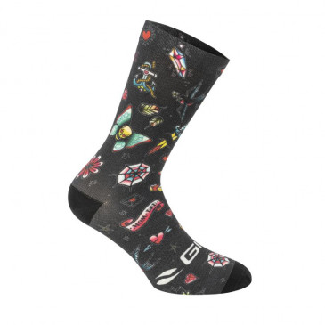 CYCLING SOCKS - SUMMER - GIST COMICS BLACK - Euro 43/47 - Height 16CM (PAIR) -5863 8013271332451