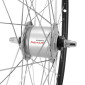 WHEEL FOR TREKKING BIKE- 700x35 FRONT - ER10 ALU BLACK - DOUBLE WALL- SILVER SHIMANO HUB- DYNAMO 6 VOLT-3W (FOR LIGHT SET) - COMPATIBLE V-BRAKE - SOLID SPINDLE. 3660429072698