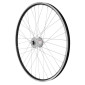 WHEEL FOR TREKKING BIKE- 700x35 FRONT - ER10 ALU BLACK - DOUBLE WALL- SILVER SHIMANO HUB- DYNAMO 6 VOLT-3W (FOR LIGHT SET) - COMPATIBLE V-BRAKE - SOLID SPINDLE. 3660429072698