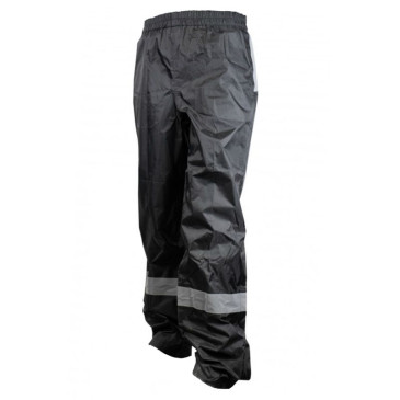 RAIN PANTS - WATERPROOF- BLACK WITH REFLECTIVE STRIPE - s (EEC APPROVED) - size 1.60 > 1.68m 3700256045592