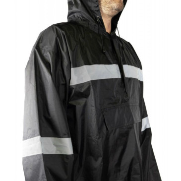 RAIN PONCHO - ADULT - P2R M Black - WATERPROOF WITH HOOD - from 1.68 > 1.78m 3700256045639