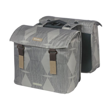 SACOCHE ARRIERE VELO DOUBLE BASIL ELEGANCE 49L TAUPE FIXATION VELCROS SUR PORTE BAGAGE (49x48x10,5 cm) COMPATIBLE SYSTEME MIK (COMPATIBLE AVEC 157030 INCLUS) 8715019183980