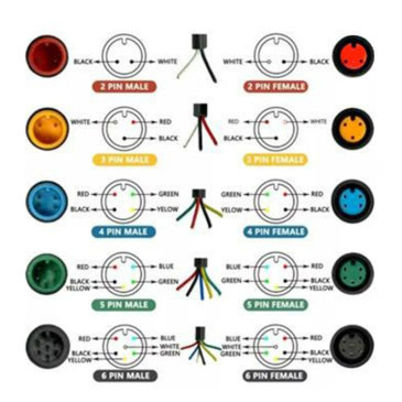 WATERPROOF CONNECTOR FOR E-SCOOTER - 6 pin male (SOLD PER 5) -SELECTION P2R- 7427251493017