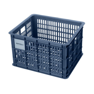 PANIER / CAISSE PLASTIQUE RECYCLE BASIL BLEU 29L AVANT/ARRIERE 8715019211355