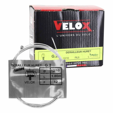 DERAILLEUR CABLE - VELOX GALVA FOR HURET 1.80M (25 cables in box) 12/10-12 wires - Ø head 4.8mm 3660429903008