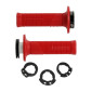 REVETEMENT POIGNEE DOMINO MOTO OFF ROAD D100 ROUGE CLOSED END AVEC LOCK ON 116-125mm (LIVREE AVEC 4 BAGUES) (PAIRE) 8033900016064