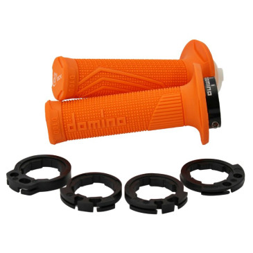 GRIP- DOMINO ORIGINAL- OFF ROAD D100 ORANGE - CLOSED END/LOCK ON (116-125mm) (supplied with 4 rings) (PAIR) 8033900017887