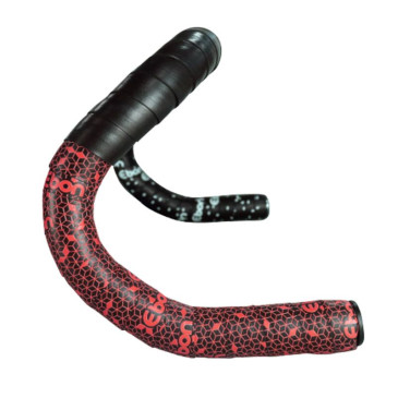 RUBAN DE GUIDON / CINTRE NEWTON EBON NOIR DEGRADE ROUGE AVEC BOUCHONS (CONFORTABLE EPAISSEUR 2.6mm) -GUIDOLINE- 3700948242810