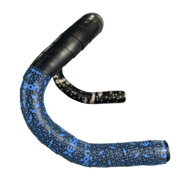 RUBAN DE GUIDON / CINTRE NEWTON EBON NOIR DEGRADE BLEU AVEC BOUCHONS (CONFORTABLE EPAISSEUR 2.6mm) -GUIDOLINE- 3700948242858