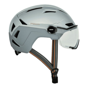 CASQUE VELO ADULTE MAVIC SPEEDCITY GRIS VISIERE INTEGREE TAILLE 57-61 REGLAGE MOLETTE 370GRS - HOMOLOGUE - 0080694753673