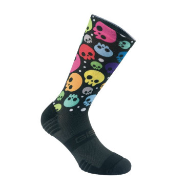 CHAUSSETTES/SOCQUETTES ETE GIST NOIR SKULL NOIR ET DESIGN MUTICOLOR 38/42 ECOLOGIQUE - HAUTEUR 22 cm (PAIRE) -5868