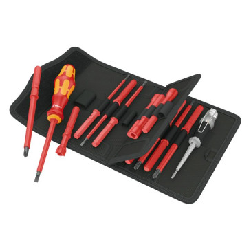 WERA VDE KOMPAKT - INSULATED HANDLE + INTERCHANGEABLE BLADES Red/yellow (SET 18 PIECES) - German tools for workshop. 4013288106599