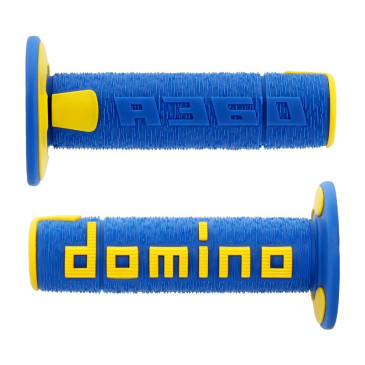 GRIP- DOMINO ORIGINAL- OFF ROAD A360 Blue/Yellow CLOSED END 120-123mm (PAIR) 8033900035553