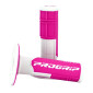 GRIP- PROGRIP OFF ROAD 801 DUAL DENSITY - FLUO DESIGN WHITE/FUCHSIA 115mm (PAIR) (CROSS/MX) 0801766067951