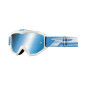 MOTOCROSS GOGGLES PROGRIP 3201 FL ATZAKI WHITE/BLUE - MIRRORED LENS ANTI-SCRATCH/ANTI U.V. - FOR GLASSES WEARERS -APPROVED AC-10170 0801766026347