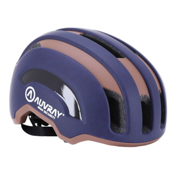 CASQUE VELO ADULTE AUVRAY URBAIN SAFE MARINE/MARRON DOUBLE IN-MOLD AVEC ECLAIRAGE INTEGRE AIMANTE USB TAILLE 53-56 REGLAGE MOLETTE 3700807709355