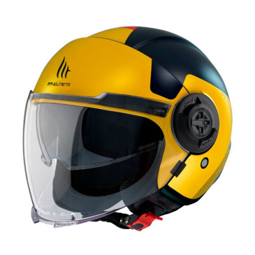 CASQUE JET MT VIALE SV S BETA D3 DOUBLE ECRANS BLEU NUIT/JAUNE MAT M (ECE 22.06) 8434639204560