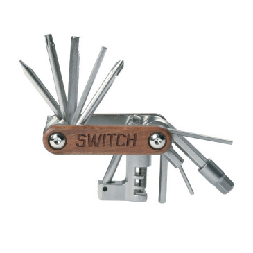 OUTIL MULTIFONCTION SWITCH CORPS BOIS 11 FONCTIONS CLE ALLEN + TOURNEVIS + DERIVE CHAINE 8013271246635