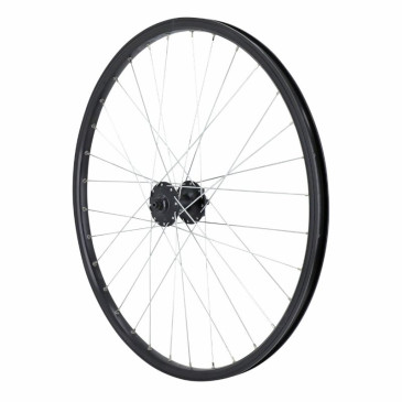 ROUE VTT 26" M260 AVANT NOIR DOUBLE PAROI DISQUE OEILLET MOYEU SHIMANO M475 DISQUE 6 TROUS RAYON ARGENT BLOCAGE 3700948277379