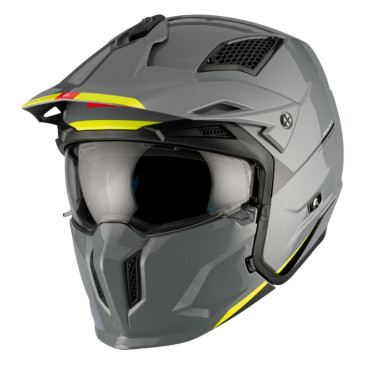 CASQUE TRIAL MT STREETFIGHTER SV UNI GRIS BRILLANT L SIMPLE ECRAN TRANSPARENT TRANSFORMABLE AVEC MENTONNIERE AMOVIBLE (LIVRE AVEC UN ECRAN SUPPLEMENTAIRE DARK) (ECE 22.06) 8434639167049