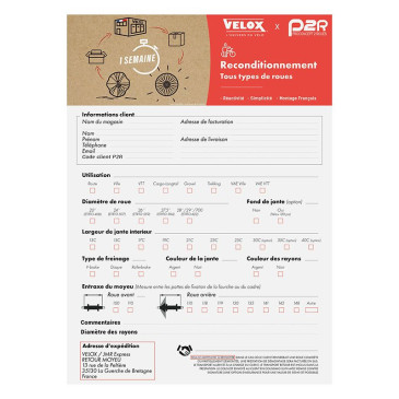 FORFAIT VELOX REMONTAGE POUR ROUE CASSEE - REMONTAGE / MONTAGE A PARTIR DU MOYEU ORIGINE EXPEDIE (TRANSPORT RETOUR INCLUS) *VOIR PROCEDURE DANS ARGUMENTAIRE 3700948277270