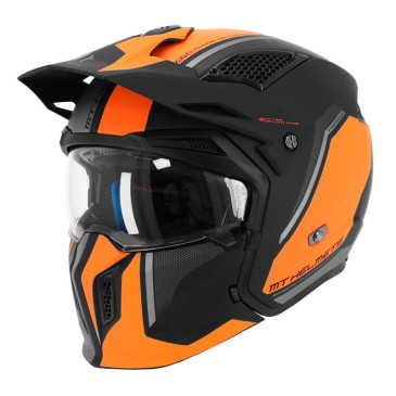 HELMET - FOR TRIAL - MT STREETFIGHTER SV TWIN C4 MATT BLACK /ORANGE FLUO M SINGLE CLEAR VISOR- WITH REMOVABLE CHIN GUARD (+ 1 EXTRA ADDITIONAL MIROR VISOR) (ECE 22.06) 8434639184886