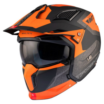 CASQUE TRIAL MT STREETFIGHTER SV S TOTEM B4 GRIS/ORANGE MAT L SIMPLE ECRAN TRANSPARENT TRANSFORMABLE AVEC MENTONNIERE AMOVIBLE (LIVRE AVEC UN ECRAN SUPPLEMENTAIRE DARK) (ECE 22.06) 8434639170339