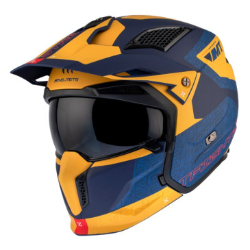 CASQUE TRIAL MT STREETFIGHTER SV S TOTEM C3 BLEU/JAUNE MAT L SIMPLE ECRAN TRANSPARENT TRANSFORMABLE AVEC MENTONNIERE AMOVIBLE (LIVRE AVEC UN ECRAN SUPPLEMENTAIRE DARK) (ECE 22.06) 8434639170216