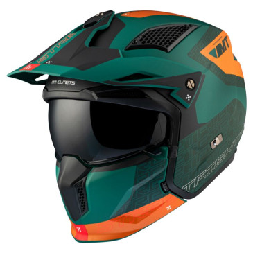 CASQUE TRIAL MT STREETFIGHTER SV S TOTEM C6 VERT/ORANGE MAT S SIMPLE ECRAN TRANSPARENT TRANSFORMABLE AVEC MENTONNIERE AMOVIBLE (LIVRE AVEC UN ECRAN SUPPLEMENTAIRE DARK) (ECE 22.06) 8434639170254