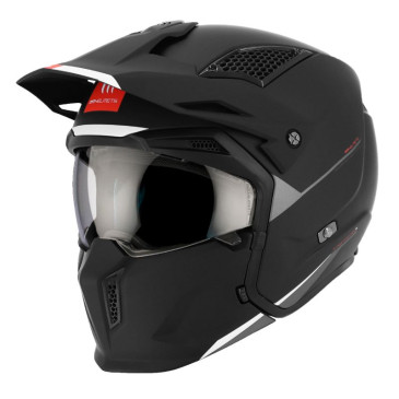 HELMET - FOR TRIAL - MT STREETFIGHTER SV SOLID-MATT BLACK S SINGLE CLEAR VISOR- WITH REMOVABLE CHIN GUARD (+ 1 EXTRA ADDITIONAL MIROR VISOR) (ECE 22.06) 8434639166967