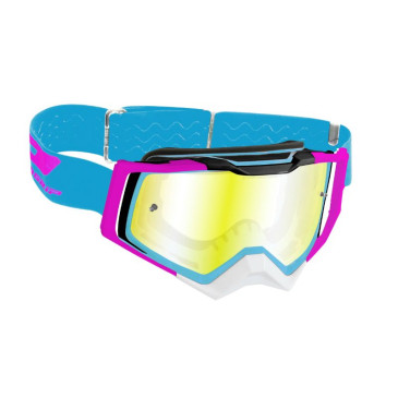 MASQUE/LUNETTES CROSS PROGRIP 3309 FL RAPID MULTILAYERED BLEU CLAIR/FUCHSIA/NOIR ECRAN MIROIR JAUNE ANTI-RAYURES/ANTI U.V./ANTI-BUEE (HOMOLOGUE CE-EN-N° AC-96025 REV.2) 0801766029362